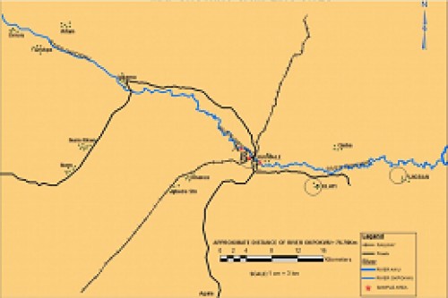 Map of River Okpokwu showing the sampling sites