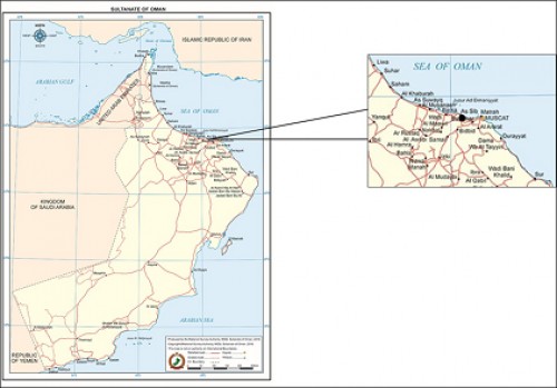 Map of Sultanate of Oman, Wilayat of As Sib (Enlarged).