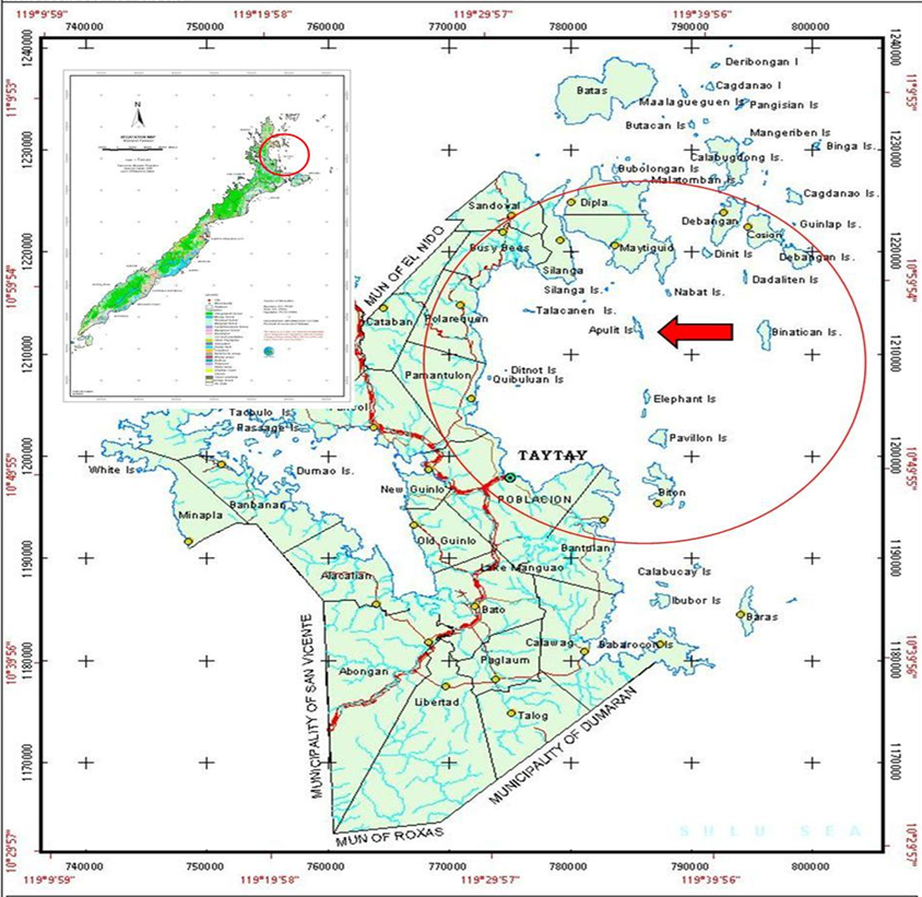 Map Of Taytay Palawan Marine Resource Assessment For Sustainable Management Of Apulit Island,  West Sulu Sea, Palawan, Philippines